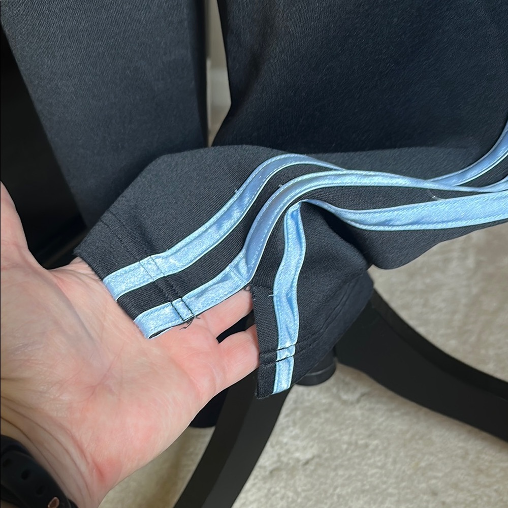 Adidas Black Track Pants with Light Blue Stripes/ Back Pocket - Picture 4 of 14